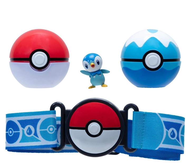 JAZWARES POKEMON CLIP N GO POKEBALL BELT SET PIPLUP AND DIVE BALL - Thumbnail