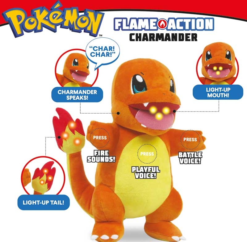 Jazwares Pokemon Plush Flame Action Charmander