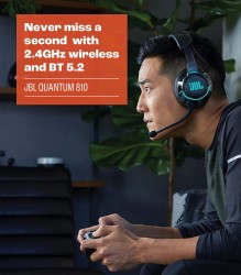 JBL Quantum 810 Gaming Dual Wireless Performans Kulaklık Siyah (2.4Ghz Wireless veya Bluetooth) - Thumbnail