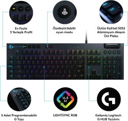 Logitech G G815 Lightsync Rgb Mekanik Türkçe Oyuncu Klavyesi 920-008993 - Thumbnail