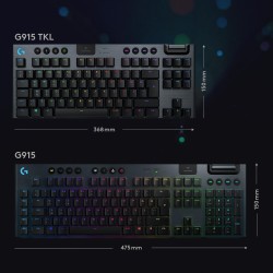 Logitech G915 TKL Lightspeed Kablosuz RGB İngilizce Mekanik Klavye 920-009537 - Thumbnail