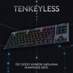 Logitech G915 TKL Lightspeed Kablosuz RGB İngilizce Mekanik Klavye 920-009537 - Thumbnail