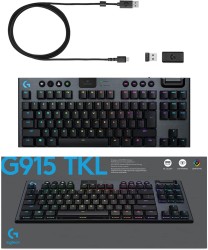 Logitech G915 TKL Lightspeed Kablosuz RGB İngilizce Mekanik Klavye 920-009537 - Thumbnail