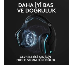 Logitech G935 Lightsync RGB 7.1 DTS Surround Kablosuz Oyuncu Kulaklığı 981-000744 - Thumbnail