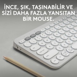 Logitech K380s Pebble Keys 2 Bluetooth Kablosuz Türkçe Q Klavye - Beyaz 920-011860 - Thumbnail