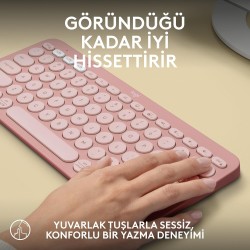 Logitech K380s Pebble Keys 2 Bluetooth Kablosuz Türkçe Q Klavye - Pembe 920-011861 - Thumbnail