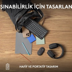 Logitech K380s Pebble Keys 2 Bluetooth Kablosuz Türkçe Q Klavye - Siyah 920-011859 - Thumbnail