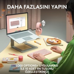 Logitech K380s Pebble Keys 2 Bluetooth Kablosuz Türkçe Q Klavye - Siyah 920-011859 - Thumbnail
