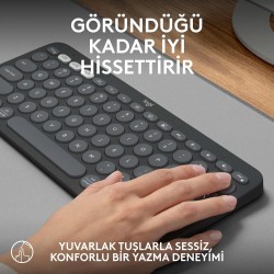 Logitech K380s Pebble Keys 2 Bluetooth Kablosuz Türkçe Q Klavye - Siyah 920-011859 - Thumbnail