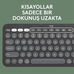 Logitech K380s Pebble Keys 2 Bluetooth Kablosuz Türkçe Q Klavye - Siyah 920-011859 - Thumbnail