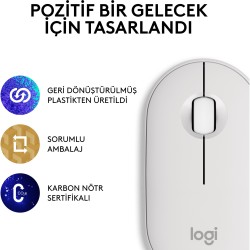 Logitech M350s Pebble 2 Kablosuz Mouse Beyaz 910-007013 - Thumbnail