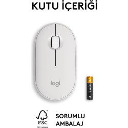 Logitech M350s Pebble 2 Kablosuz Mouse Beyaz 910-007013 - Thumbnail