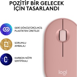 Logitech M350s Pebble 2 Kablosuz Mouse Pembe 910-007014 - Thumbnail