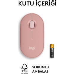 Logitech M350s Pebble 2 Kablosuz Mouse Pembe 910-007014 - Thumbnail