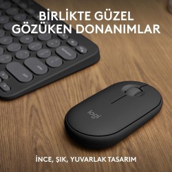 Logitech Pebble 2 Multi-Device Bluetooth Kablosuz Klavye & Mouse Seti Siyah 920-012245 - Thumbnail