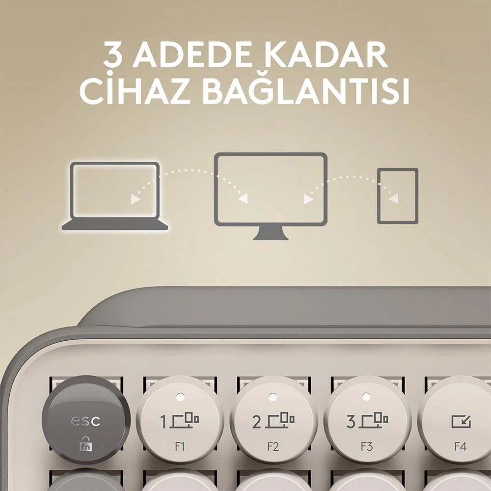 Logitech Pop Keys Bej Özelleştirilebilir Emoji Tuşlu Mekanik Kablosuz Klavye 920-011526 - Thumbnail