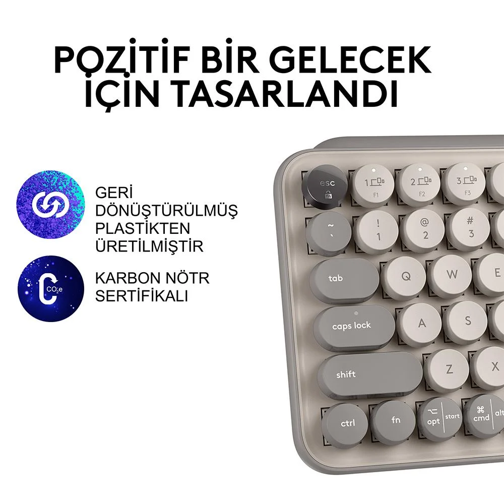 Logitech Pop Keys Bej Özelleştirilebilir Emoji Tuşlu Mekanik Kablosuz Klavye 920-011526 - Thumbnail