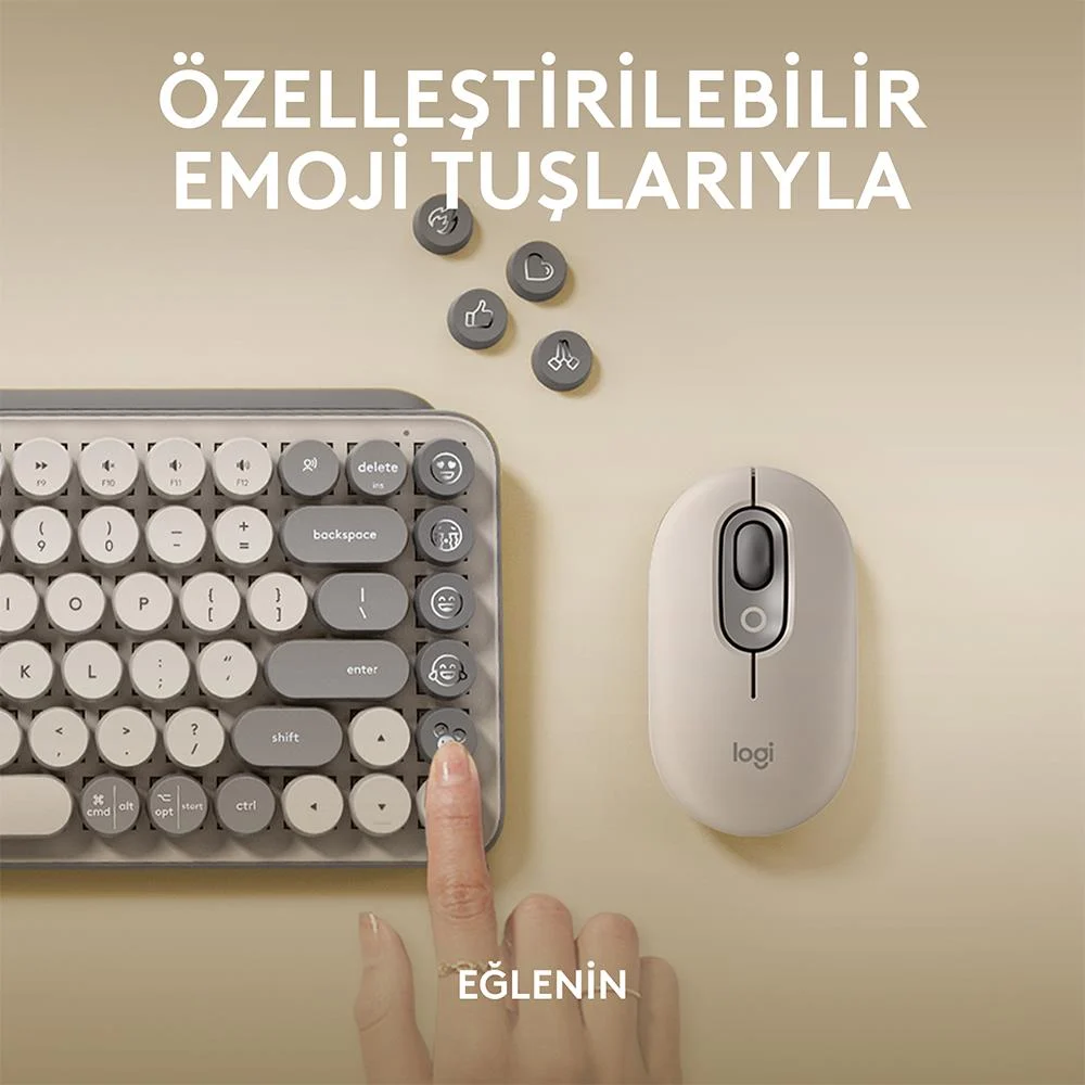 Logitech Pop Keys Bej Özelleştirilebilir Emoji Tuşlu Mekanik Kablosuz Klavye 920-011526 - Thumbnail