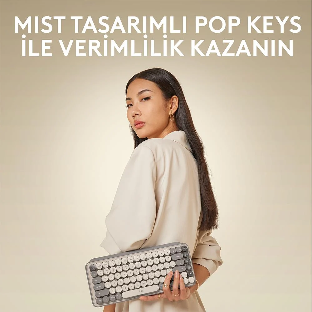 Logitech Pop Keys Bej Özelleştirilebilir Emoji Tuşlu Mekanik Kablosuz Klavye 920-011526 - Thumbnail