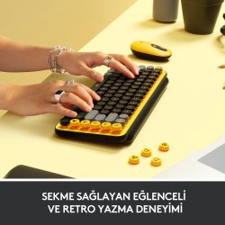 Logitech Pop Keys Blast Özelleştirilebilir Emoji Tuşlu Mekanik Kablosuz Klavye - Sarı&Siyah 920-010818 - Thumbnail