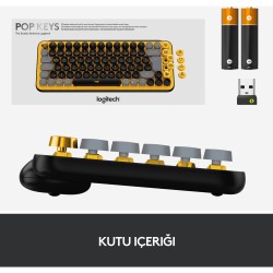 Logitech Pop Keys Blast Özelleştirilebilir Emoji Tuşlu Mekanik Kablosuz Klavye - Sarı&Siyah 920-010818 - Thumbnail