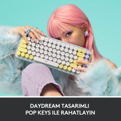 Logitech Pop Keys Daydream Özelleştirilebilir Emoji Tuşlu Mekanik Kablosuz Klavye - Mint&Lila 920-010819 - Thumbnail