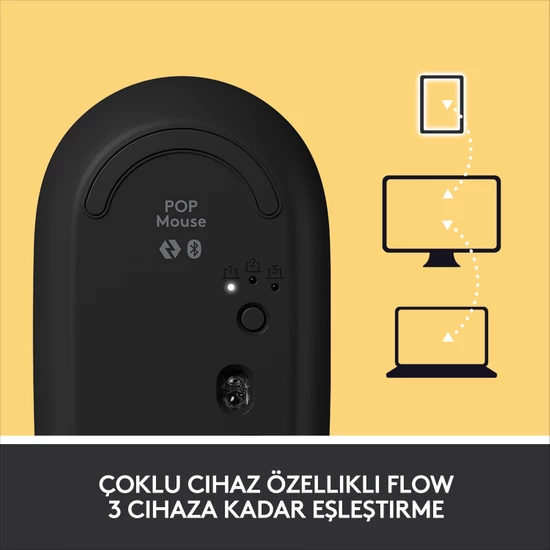 Logitech Pop Mouse Blast Emoji Tuşlu Sessiz Kablosuz Mouse - Sarı&siyah 910-006546 - Thumbnail