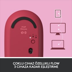 Logitech Pop Mouse Heartbreaker Emoji Tuşlu Sessiz Kablosuz Mouse - Pembe 910-006548 - Thumbnail