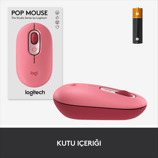 Logitech Pop Mouse Heartbreaker Emoji Tuşlu Sessiz Kablosuz Mouse - Pembe 910-006548 - Thumbnail