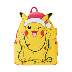 Loungefly - Loungefly Pokemon Santa Pikachu Christmas Lights Light Up Faux Leather Mini Backpack