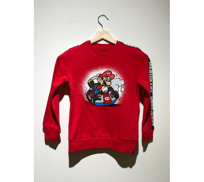 Mario Kart Kırmızı Çocuk Sweatshirt 10 Yaş
