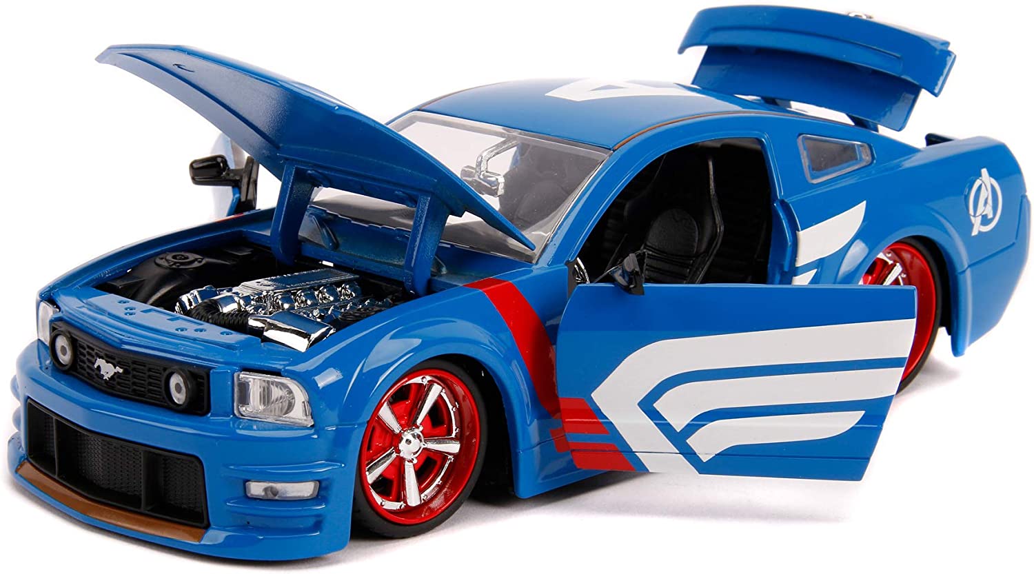 Captain Marvel & 1973 Ford Mustang Mach 1 Szett Modell Autó 1:24