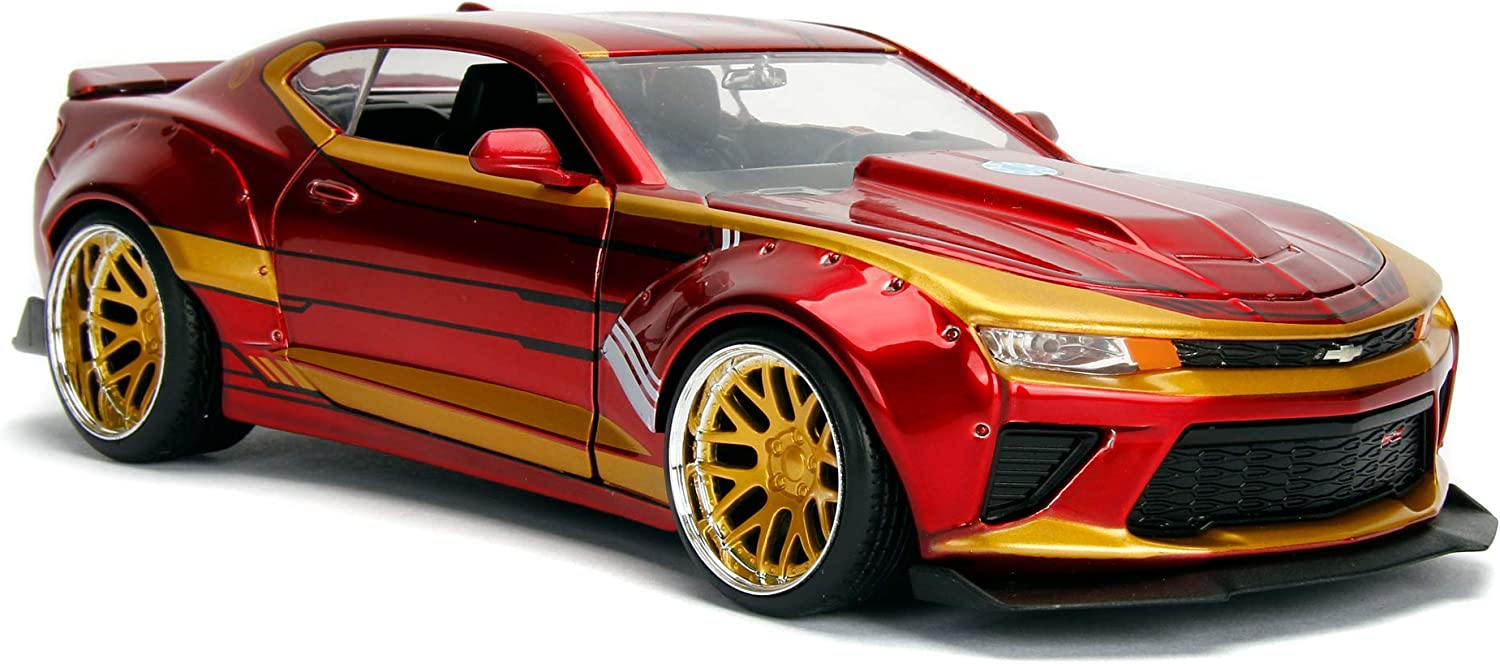 Jada Toys - Marvel Iron Man 2016 Camaro SS incl. Iron Man figuur, modelauto van metaal, 1:32, deuren om te openen, 13,5 cm, voor fans en kinderen vanaf 8 jaar