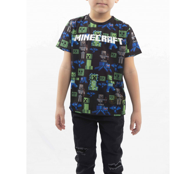 Minecraft All-over Icon Siyah Çocuk T-Shirt 14-15 Yaş
