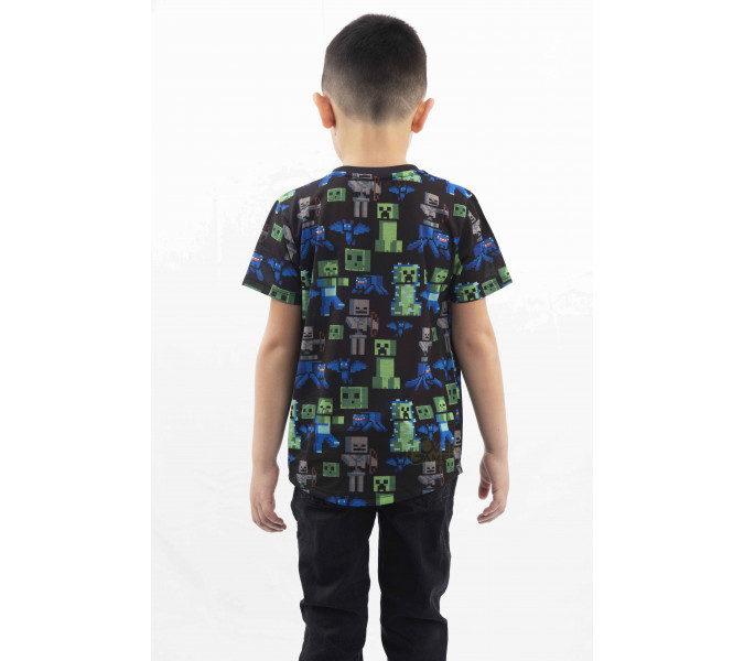 Minecraft All-over Icon Siyah Çocuk T-Shirt 9-10 Yaş
