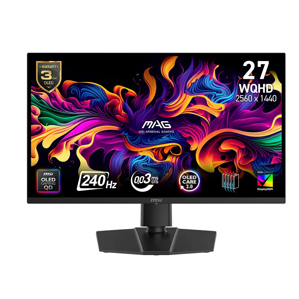 MSI 26.5 MAG 271QP QD-OLED X24 2560 X 1440 (WQHD) 16:9 FLAT QD-OLED 240HZ 0.03MS (GTG) ADAPTIVE-SYNC GAMING MONITOR - Thumbnail