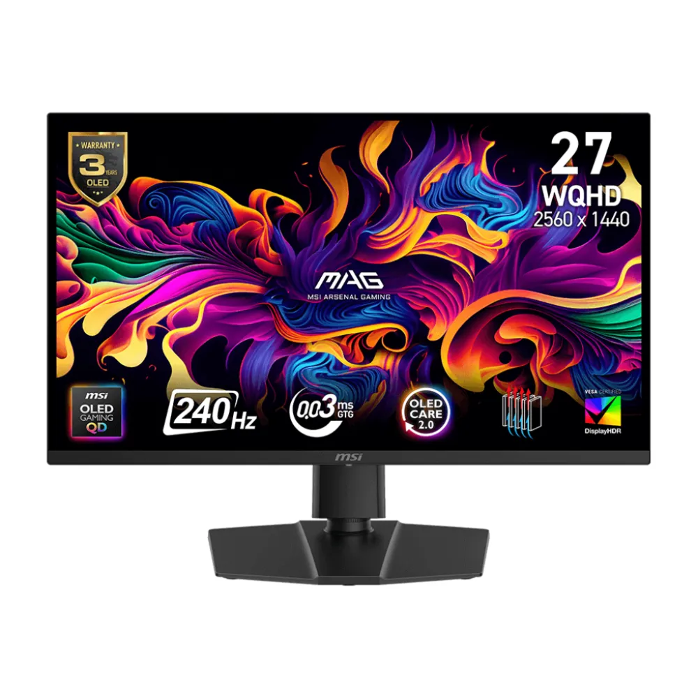 MSI MAG 273QP QD-OLED X24 27 2560x1440 WQHD 240HZ 0.03MS FREESYNC PREMIUM PRO GAMING MONITOR - Thumbnail