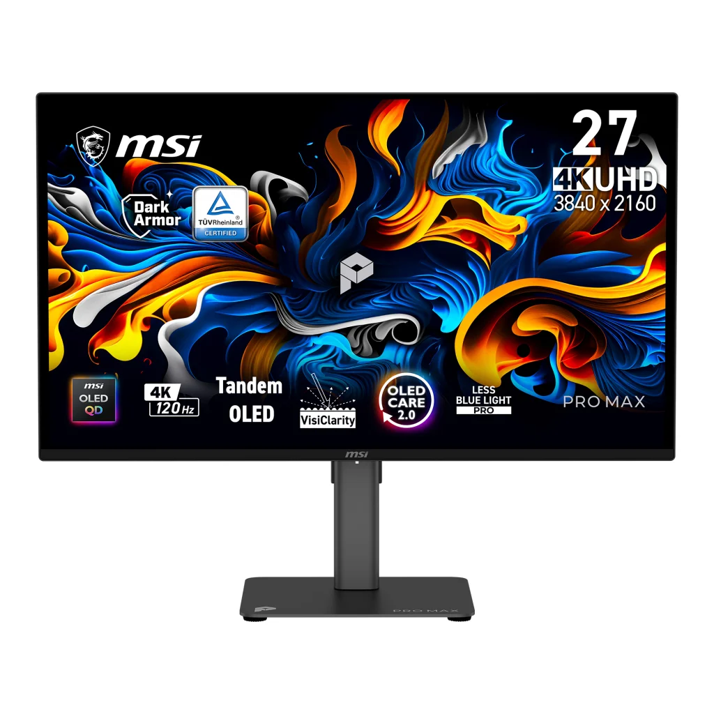 MSI - MSI 26.5 PRO MAX 271UPX12G 3840x2160 16:9 FLAT QD-OLED 120HZ 0.03MS (GtG) FREESYNC PREMIUM PRO PIVOT MONITOR