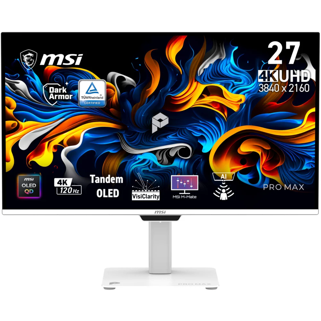 MSI - MSI 26.5 PRO MAX 271UPXW12G 3840 x 2160 (UHD) 16:9 FLAT QD-OLED 120HZ 0.03MS (GtG) FREESYNC PREMIUM PRO PIVOT BEYAZ MONITOR