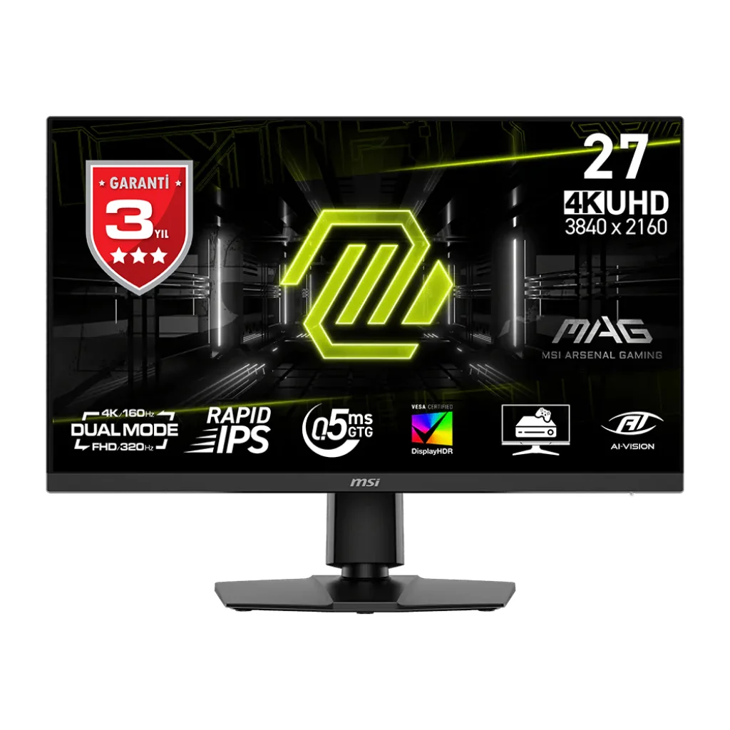 MSI - MSI 27 MAG 272URDF E16 3840x2160 (UHD) 16:9 FLAT RAPID IPS 160HZ 0.5MS FREESYNC PREMIUM PIVOT GAMING MONITOR