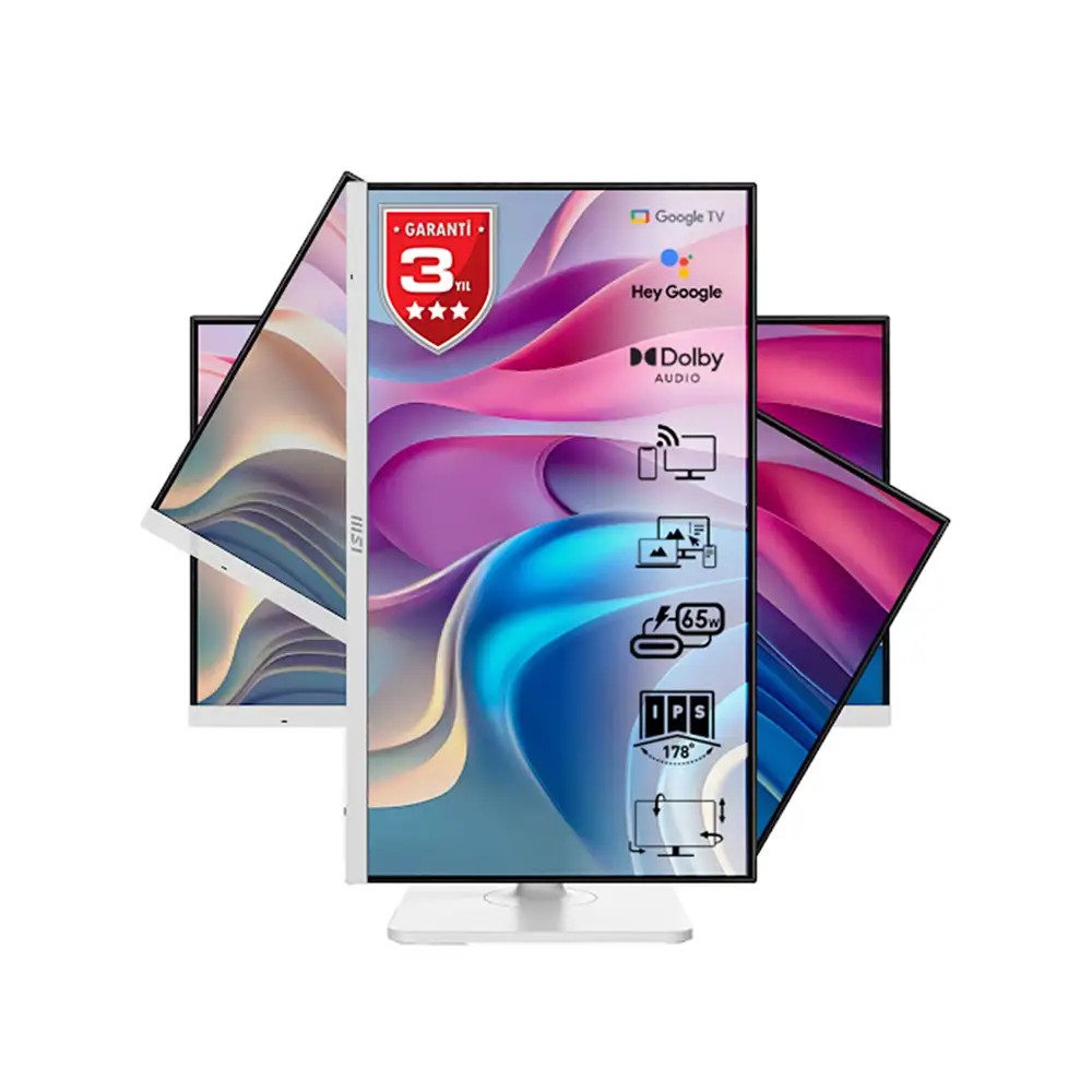 MSI - MSI 27 MODERN MD272UPSW 3840X2160 (UHD) 16:9 FLAT IPS 60HZ 1MS ADAPTIVE-SYNC PIVOT BEYAZ TYPE-C MONITOR