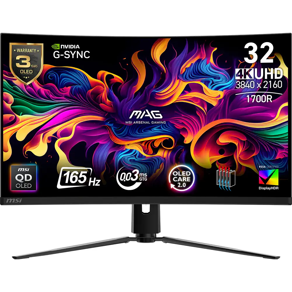 MSI 31.5 MAG 321CUP QD-OLED 3840X2160 (UHD) 16:9 CURVE 1700R QD-OLED 165HZ 0.03MS ADAPTIVE-SYNC GAMING MONITOR - Thumbnail