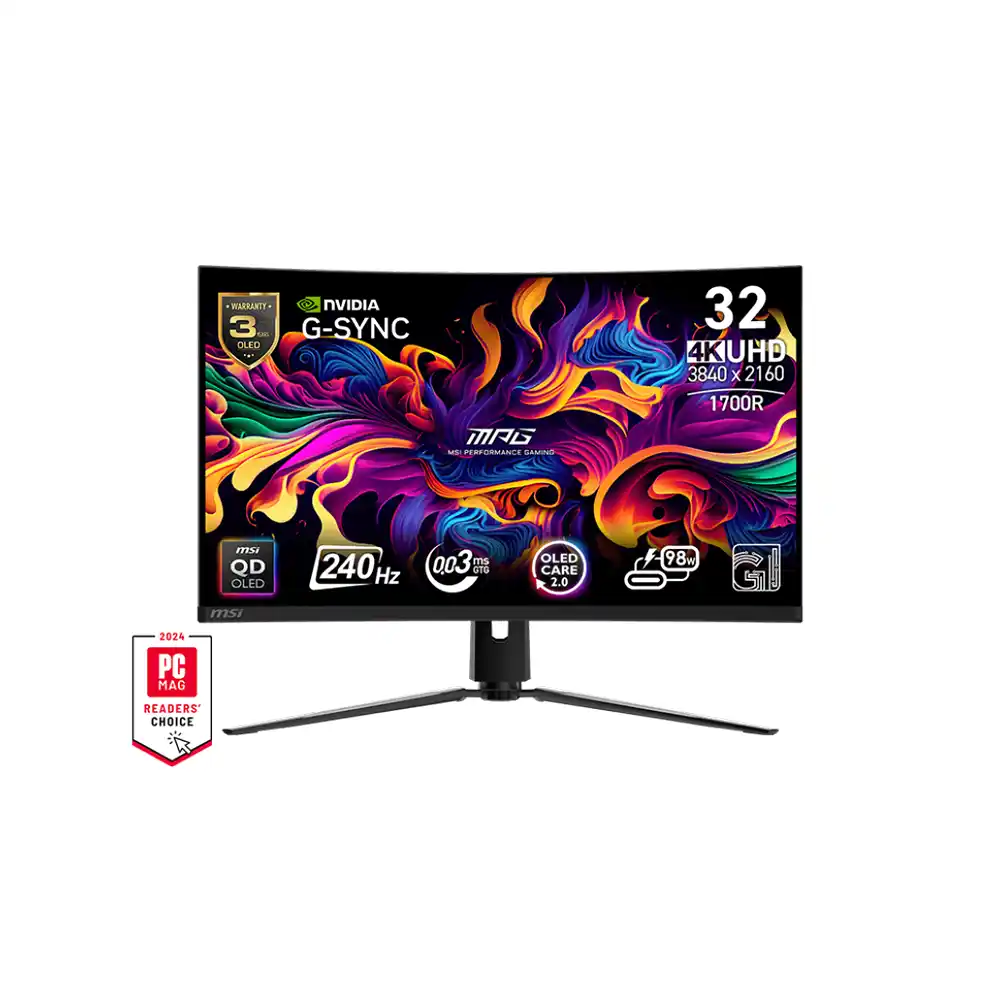 MSI 31.5 MPG 321CURX QD-OLED 3840x2160 (UHD) 16:9 CURVE 1700R QD-OLED 240HZ 0.03MS (GTG) G-SYNC COMPATIBLE GAMING MONITOR - Thumbnail