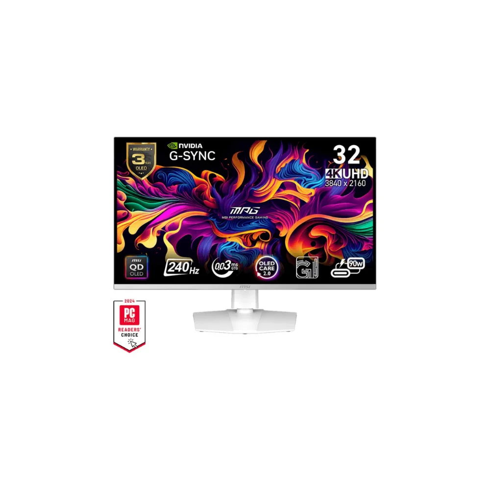 MSI 31.5 MPG 321URXW QD-OLED 3840x2160 (UHD) 16:9 FLAT QD-OLED 240HZ 0.03MS G-SYNC COMPATIBLE  BEYAZ GAMING MONITOR - Thumbnail