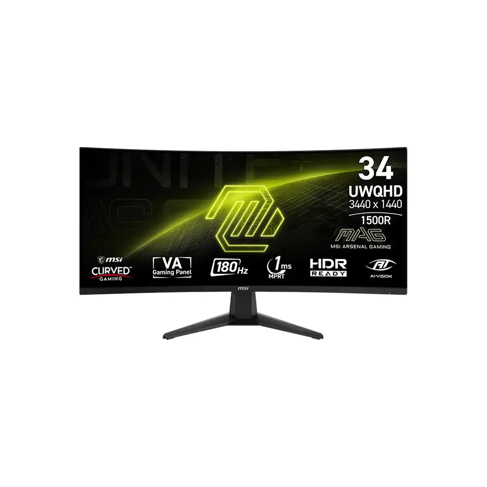 MSI MAG 346CQ 3440x1440 (UWQHD) CURVE 1500R VA 180HZ 1MS FREESYNC PREMIUM GAMING MONITOR - Thumbnail
