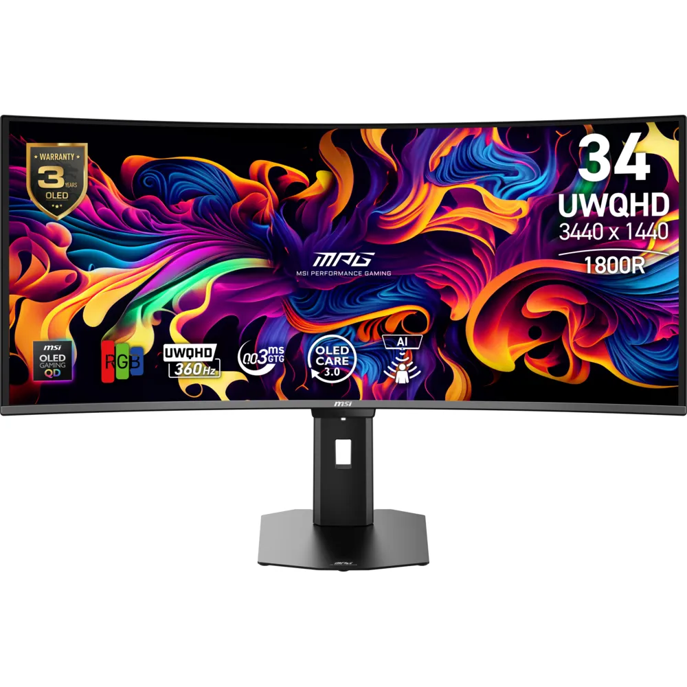 MSI 34 MPG 341CQR QD-OLED X36 3440x1440 (UWQHD) 21:9 CURVE 1800R QD-OLED 360HZ 0.03ms ADAPTIVE-SYNC GAMING MONITOR - Thumbnail