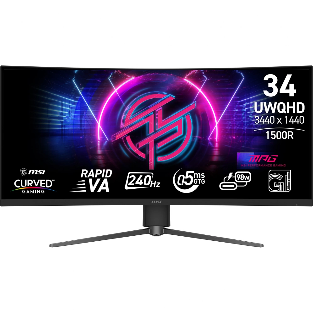 MSI - MSI MPG 346CQRF X24 3440x1440 UWQHD 21:9 CURVE 1500R RAPID VA 240HZ 0.5MS ADAPTIVE-SYNC GAMING MONITOR