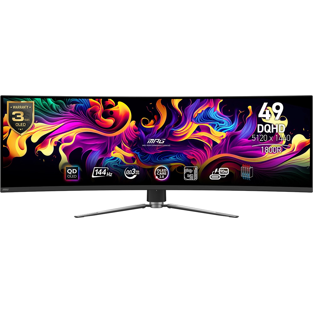 MSI 49 MPG 491CQP QD-OLED 5120x1440 (DQHD) 32:9 CURVE 1800R QD-OLED 144HZ 0.03MS ADAPTIVE-SYNC GAMING MONITOR - Thumbnail