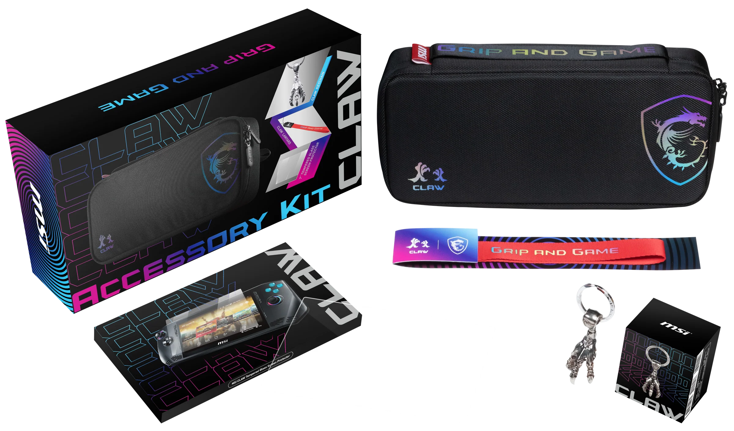 MSI CLAW AKSESUAR SETİ TAŞIMA ÇANTASI EKRAN KORUYUCU EL KAYIŞI VE ANAHTARLIK - Thumbnail