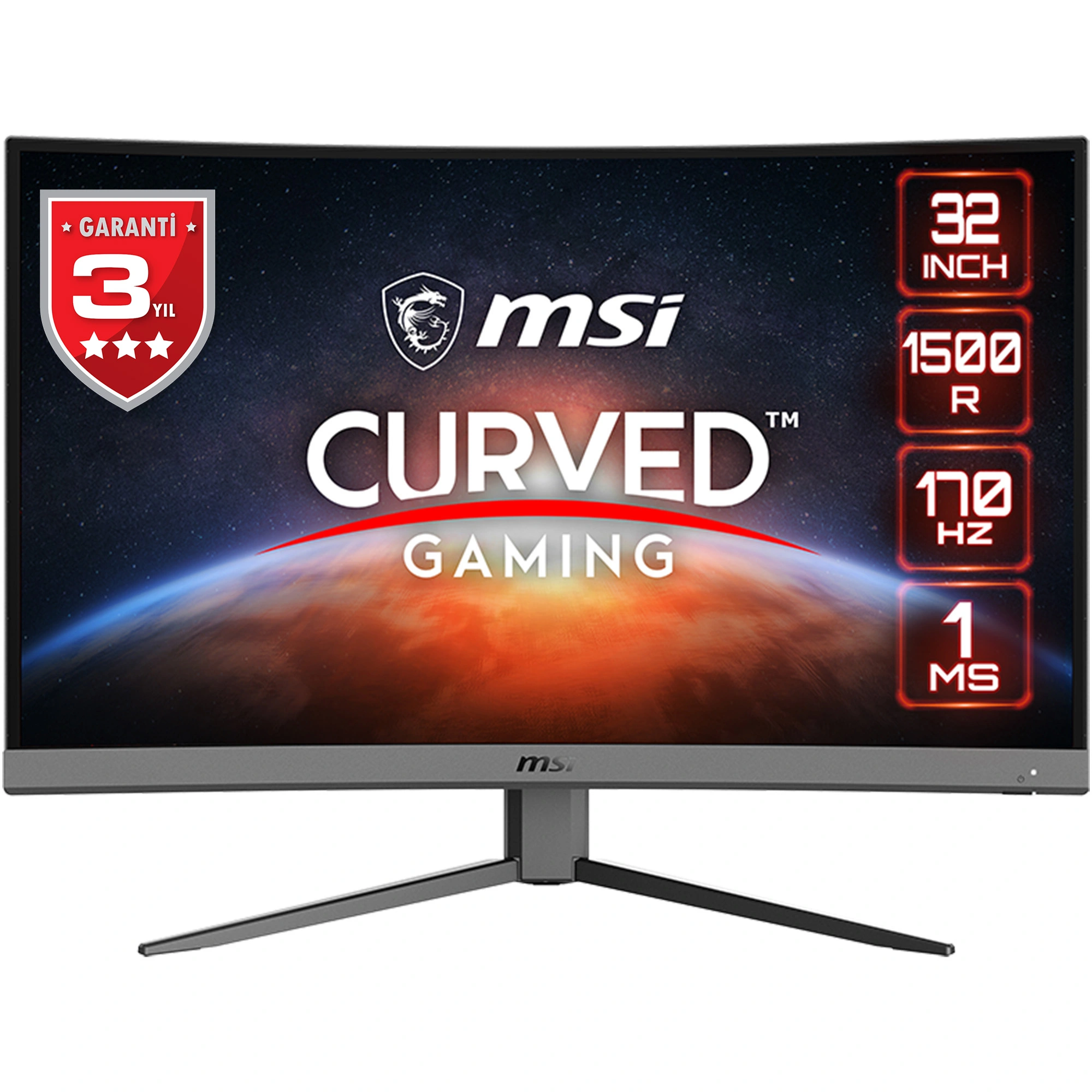 MSI G32C4 E2 31.5 CURVE 1500R VA 1920x1080 (FHD) 16:9 170HZ 1MS FREESYNC PREMIUM GAMING MONITOR - Thumbnail